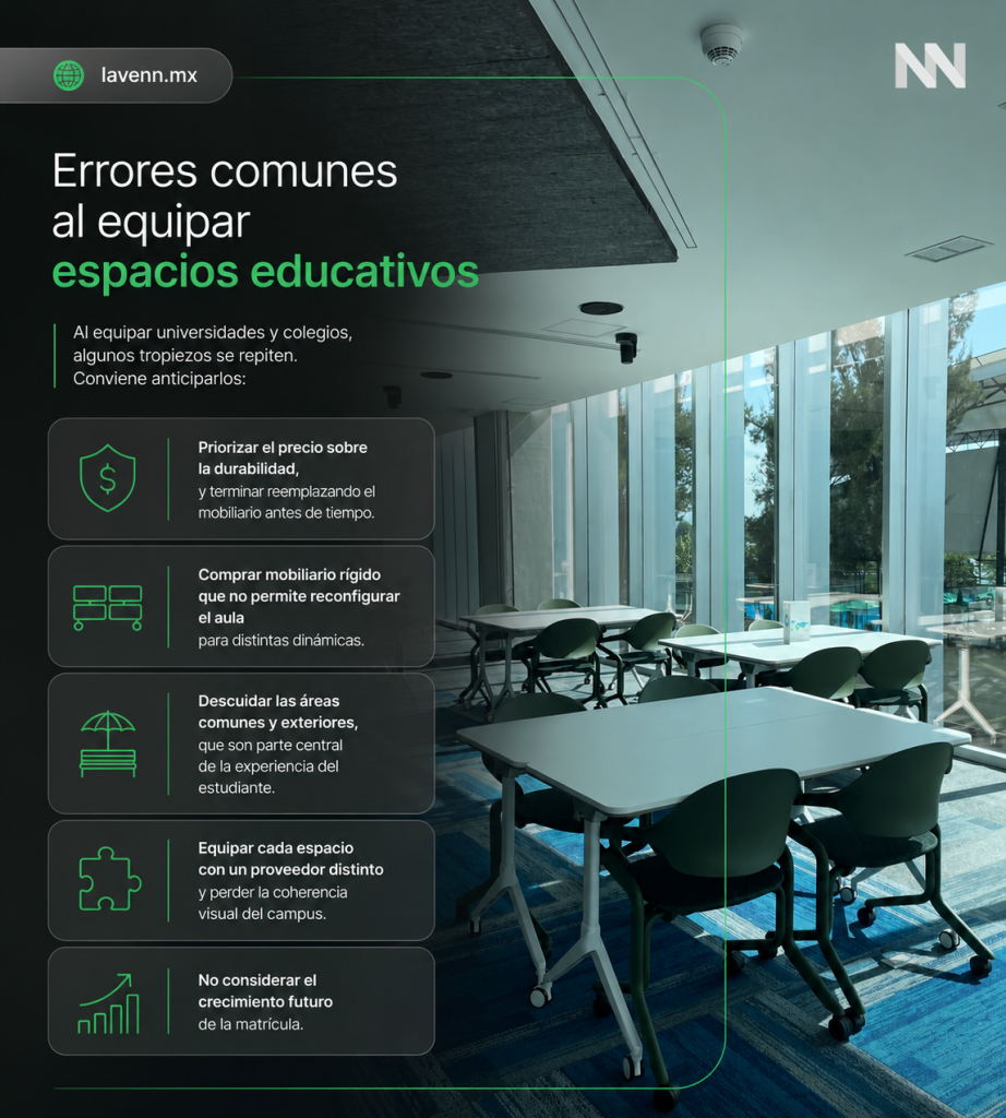 Errores comunes al equipar espacios educativos